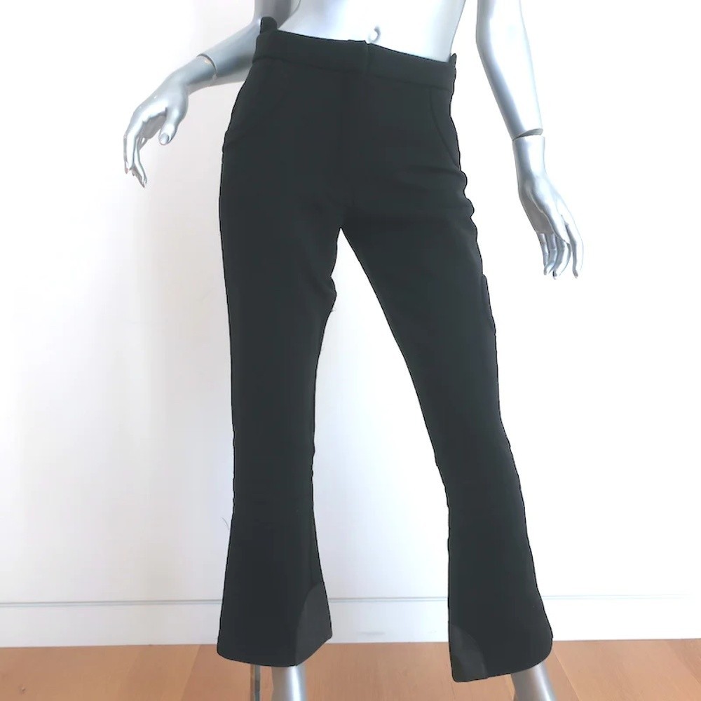 Prada Linea Rossa Flared Ski Pants Black Leather-Trim Nylon Size 44